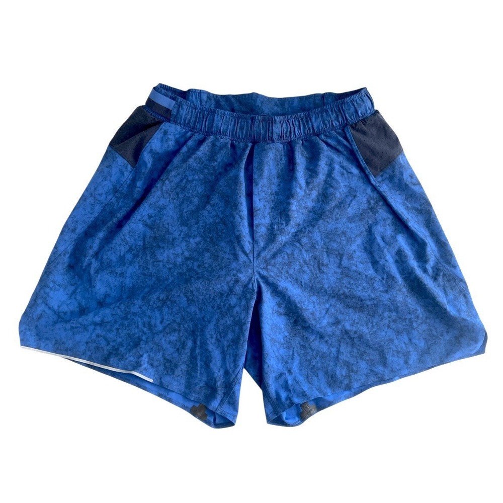 Lululemon Surge Lined Short 6" Gravel Dust Symphony‎ Blue True Navy Sz M Gym - Picture 8 of 16